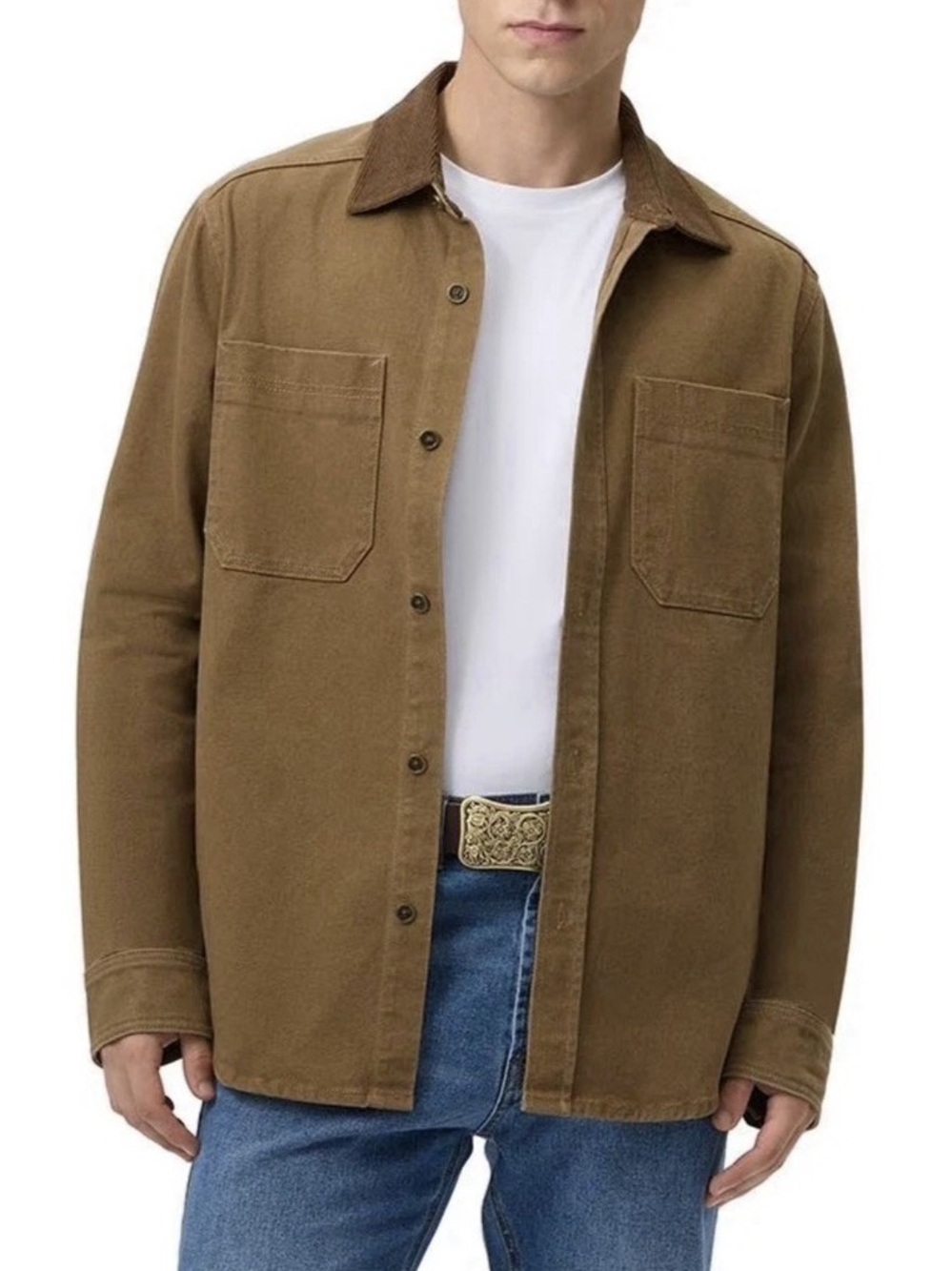 Frye Barn Shacket Size XL Brown w/ Corduroy Collar